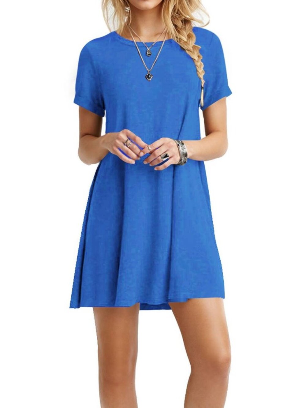 Women's Swing Loose T-Shirt Fit Comfy Casual Flowy Cute Swing Tunic Dress